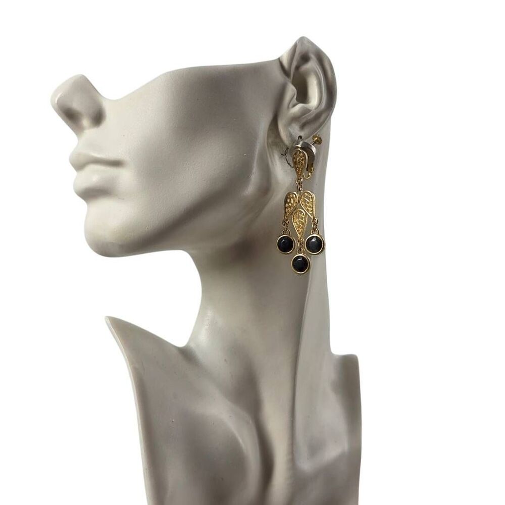 Vintage Rhinestone Frosted Cabochon Screw Back Clip-On Earrings